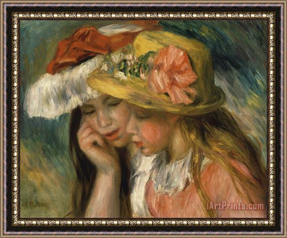 Pierre Auguste Renoir Tetes De Deux Jeunes Filles [also Known As The Two Sisters] Framed Print